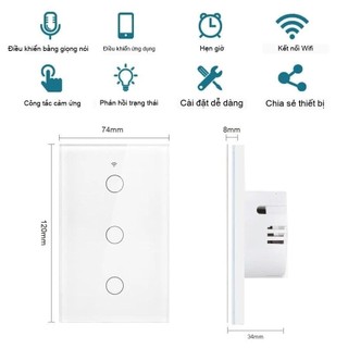 Công Tắc Đèn Thông Minh Tuya WiFi RF433, Hỗ Trợ Alexa Google Home Chuẩn Mỹ COD