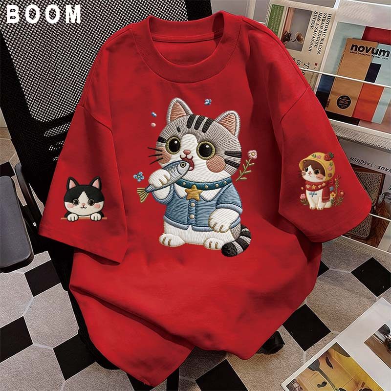 Áo thun chữ thêu nữ kiểu hàn quốc form rộng tay lỡ cổ tròn cotton mát - hè hot trend in cách dễ thương- Local brand #08