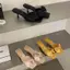 TT Nơ Vuông Mũi Sandal Nữ Mùa Hè Cao Gót Satin Sang Trọng Phù Hợp Với Váy Dép Thời Trang Tất Cả