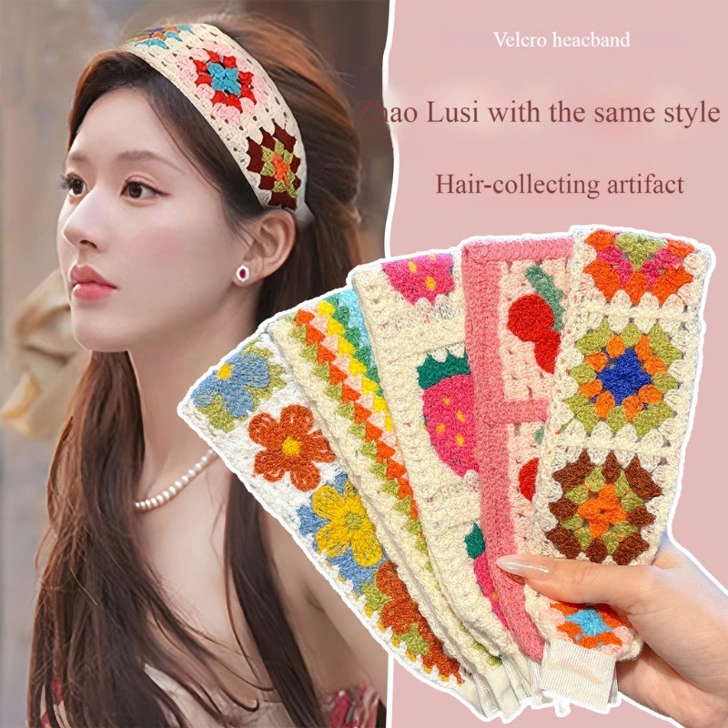 Magic Paste Headband Hàn Quốc Ren Nơ Dính Dán Velcro Băng Đô Phụ Kiện Tóc