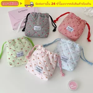 Túi đựng son môi trang điểm CORALTIDE, Túi dây rút đa năng Cherry, Túi sắp xếp du lịch dung tích lớn