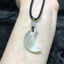 Vòng cổ mặt dây chuyền mặt trăng mắt mèo nữ - 2 kiểu (Dây đen / xám) - Đá mắt mèo trắng đánh bóng cao - Phụ kiện hàng ngày thoải mái có thể điều chỉnh