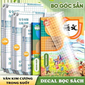 Decal Bọc Sách Vở Trong Suốt Tự Dính, Kèm 10 Nhãn Tên, Chống Nước, 3 Cỡ, Dễ Bọc, Dùng Cho Sách Giáo Khoa Và Vở Bài Tập