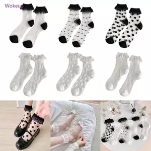 All chân tất sheer mắt cá Nhật Bản ruffle frilly cho sinh viên ngọt ngào
