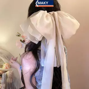 MAKY Siêu Cổ Tích Ruy Băng Nơ Kẹp Tóc Công Chúa Ngọt Ngào Mùa Xuân Kẹp Khí Quyển Cao Cấp Mũ Phụ Kiện Tóc VN