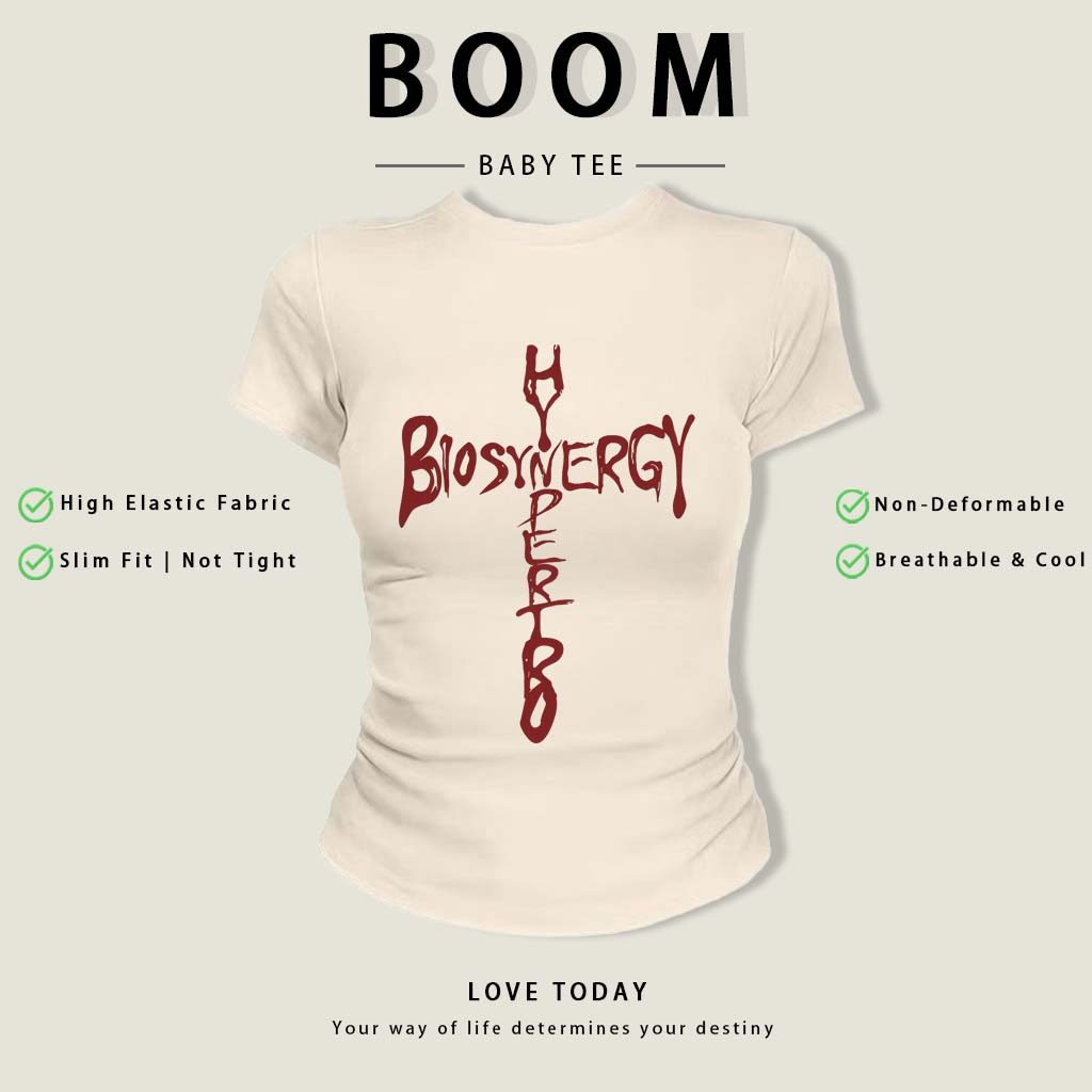 BOOM Áo Baby Tee Nữ Cotton Ôm Body-Áo Thun Ngắn Tay Y2K In Hình PhongCách Mùa Hè, Cổ Tròn Hàng Đầucách hàn quốc phongE60