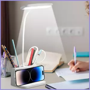 Đèn bàn LED Đèn ngủ có thể sạc lại có bút sắp xếp và giá đỡ điện thoại Đèn bàn cho phòng gia đình và mueadsyvn