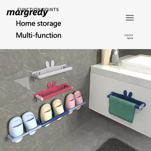 MARGREDY Dép Có Giá Để Đồ, Giá Treo Tường Đấm Giày Miễn Phí, Tiết Kiệm Không Gian Chất Lượng Cao Tai Thỏ Phụ Kiện Phòng Tắm Đa Năng