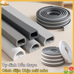 Khe Cắm Dây Tự Dính PVC Mềm Uốn Cong Cắt Tùy Ý Cách Điện An Toàn Chịu Mài Mòn Bảo Vệ Dây Điện Gọn