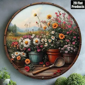 CIFbuy Vintage Sắt Tròn Tường Nghệ Thuật Mộc Mạc Đen Kim Loại Ký Hiệu Cho Trang Trí Sân Vườn Nhà