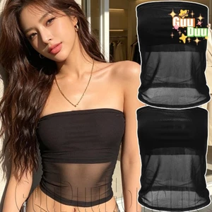 Áo croptop lưới ngắn dành cho nữ - Style Urban, Màu đen mỏng - Thích hợp bé gái - Giao hàng miễn phí