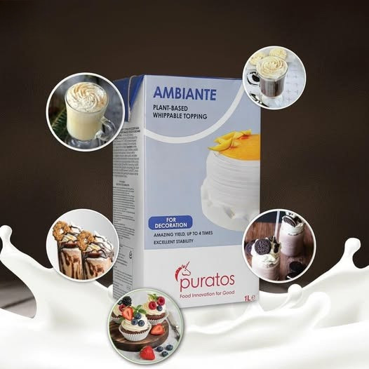 Kem Sữa Béo Thực Vật Ambiante Topping Cream Hộp 1L, Dùng Cho Bánh Mousse, Pudding Hoặc Bánh Tiramisu