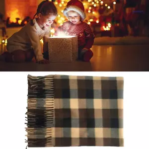 Suit Chăn Lớn Tua Rua Plaid Ấm Áp Cho Mùa Đông