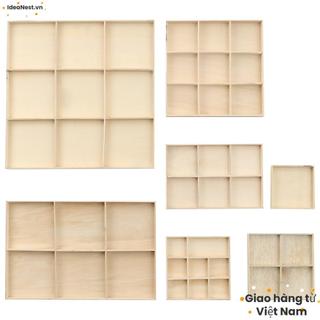 [Vận chuyển nhanh] Hộp gỗ lưu trữ IDEANEST Hộp đựng đồ trang sức nhiều lưới Pallet Ngăn kéo chia ngăn kéo Máy tính để bàn