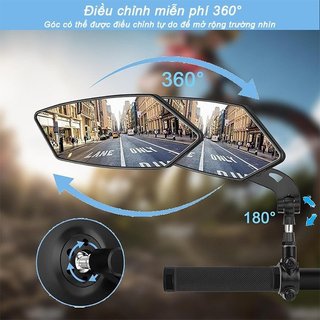 Gương xe đạp 360 độ có thể điều chỉnh HD chống chói Hợp kim nhôm nhìn rộng Tay cầm bền