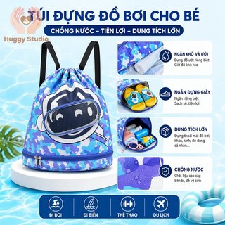 Túi Bơi Cho Bé Chống Thấm Nước Khô Ướt Túi Riêng Biệt Ngăn Giày Dung Tích Lớn Bể Bơi Đi Biển