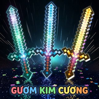 Phong Cách Minecraft Sáng Lên Đồ Chơi Sword Axe LED Nhấp Nháy Vai Trò Trẻ Em Chơi Bền Trận Chống Đỡ