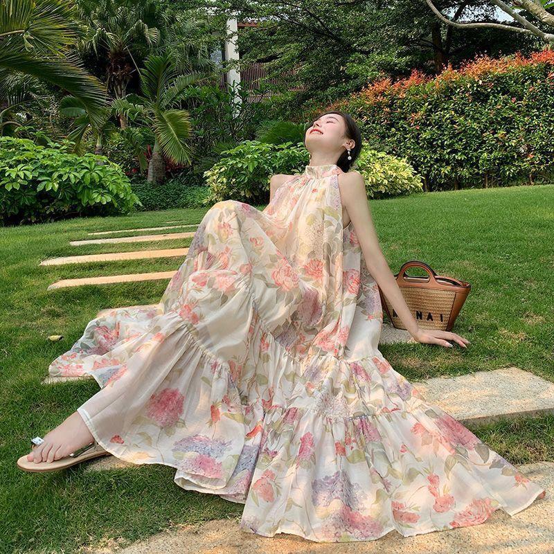[Khuyến mãi] Đầm dây trà cỡ lớn phong cách Pháp, phù hợp đi biển. Style nghỉ mát nhẹ nhàng và thẩm mỹ siêu cổ tích Mori.