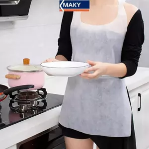 MAKY 10 Chiếc Tạp Dề Dùng Một Lần Cho Lẩu Chống Dầu Chống Bẩn Tạp Dề Người Lớn Di Động Vệ Sinh Nấu Ăn Không Dệt Chống Thấm Nước Delanta VN