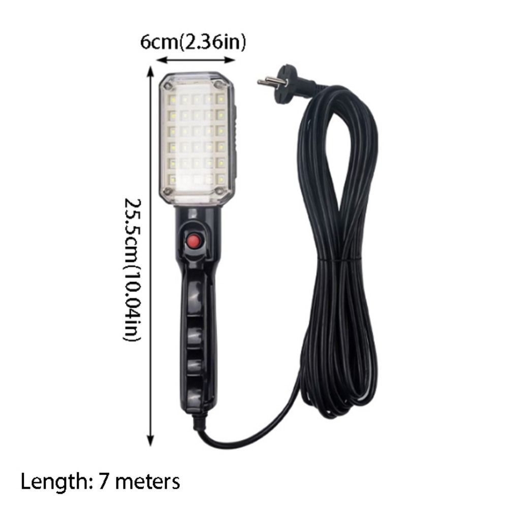 Đèn làm việc cầm tay LED mạnh mẽ có dây, móc xoay đôi, sạc lại, đèn cảnh báo kèm phích cắm