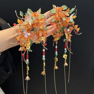 Chính Hãng Osmanthus Cổ Handmade Kính Phổ Biến Mũ Đội Đầu Kẹp Tóc Phù Hợp Với Hanfu Phong Cách Trung Hoa Phụ Kiện Tóc Bước Lắc