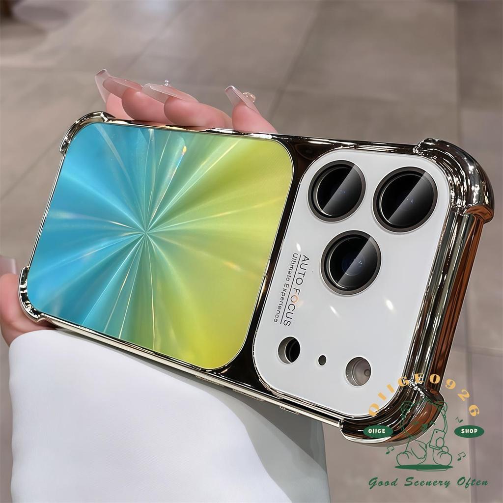 【 Ốp lưng iPhone17 】 Túi khí bốn góc mạ gradient họa tiết CD Vỏ điện thoại iphone17 Pro Max 16 15 14 13 cho vỏ iPhone Vỏ mềm silicon TPU chống sốc