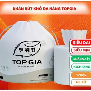 Khăn mặt khô dùng 1 lần Top Gia, đa năng mềm mịn siêu dai an toàn cho làn da, không xơ bông