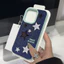 Sáng Tạo Cá Tính Thêu Họa Tiết Sao Da Tương Thích Cho IPhone 11 16 17 15 14 13 12 Pro Max Air XS XR X MAX 7Plus 16 15 14