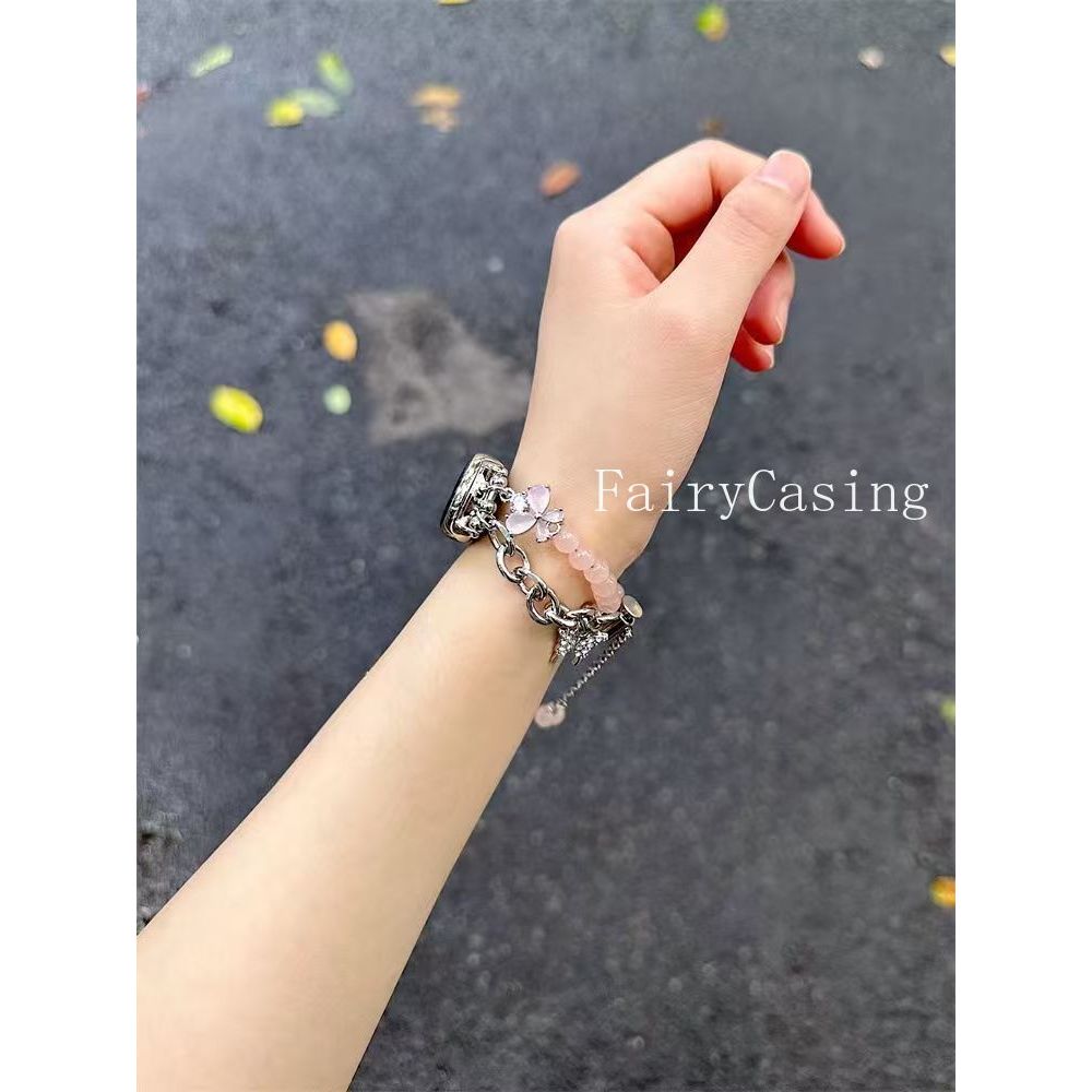 Dây chuyền kim loại hình bướm thủy tinh cho Xiaomi Mi Band 10 9 8 Pro Vòng đeo tay cho Xiaomi Band 3 4 5 6 7 Phụ kiện dây đeo cổ tay