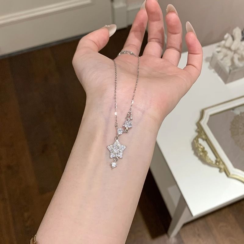 Dây chuyền nữ phong cách Hàn Quốc, đính kim cương lấp lánh, thanh lịch, ngọt ngào và đa năng.