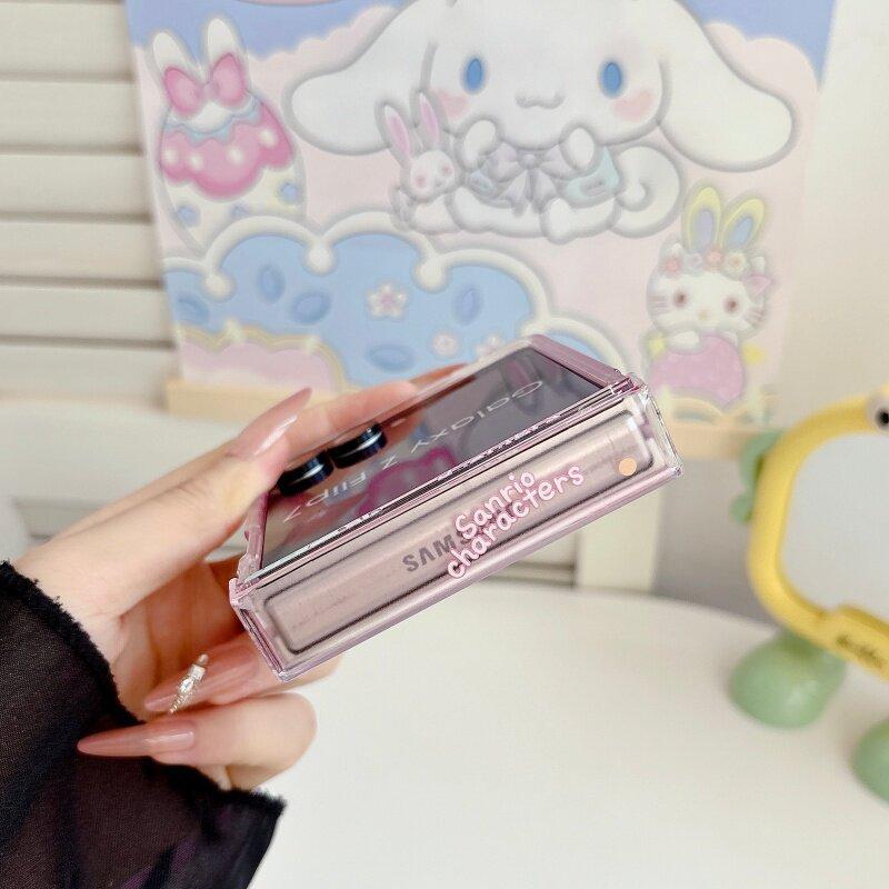 Tương thích với Samsung Galaxy ZFlip7 ZFlip6 Vỏ điện thoại Sanrio dễ thương bao gồm dây buộc gấp vỏ cứng thích hợp cho Z Flip 7 6 5 4 3 5G N3 Flip Mix Flip 2 vỏ bảo vệ
