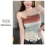 Milyfashion Slim-fit Slimmer Look Pure Desire Smudge Tranh sơn dầu trừu tượng In gạc Dây đeo quây không đều Y2K Nữ tính Phong cách Hàn Quốc YPXG