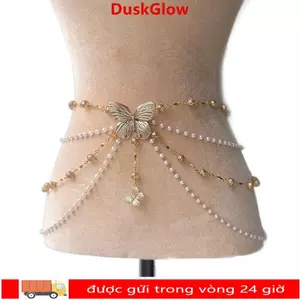 Dây thắt lưng DUSKGLOW, Phụ kiện thắt lưng Boho Dây chuyền bụng hoa, Dây chuyền hông thanh lịch đa năng thời trang dành cho nữ