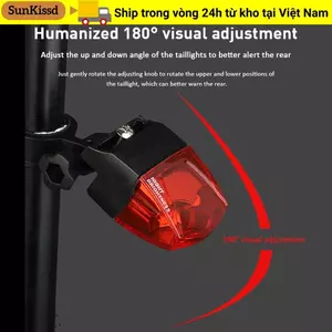 Đèn hậu xe đạp SUNKISSD, Đèn cảnh báo đi xe đạp chống nước, Đèn LED cảnh báo xe đạp có thể điều chỉnh đa năng