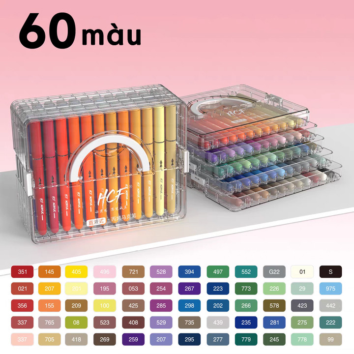 Màu Acrylic Marker Cao Cấp Ngòi Brush Mềm Mại Bộ 24 36 72 84 Màu Học Sinh Vẽ Tranh Màu Sắc Tươi Sáng