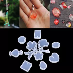 AqToCna 12 Cái / bộ Lỗ Chìa Khóa Giọt Nước Khuôn Silicon Nhựa Trang Sức Làm Thủ Công DIY AqToCna