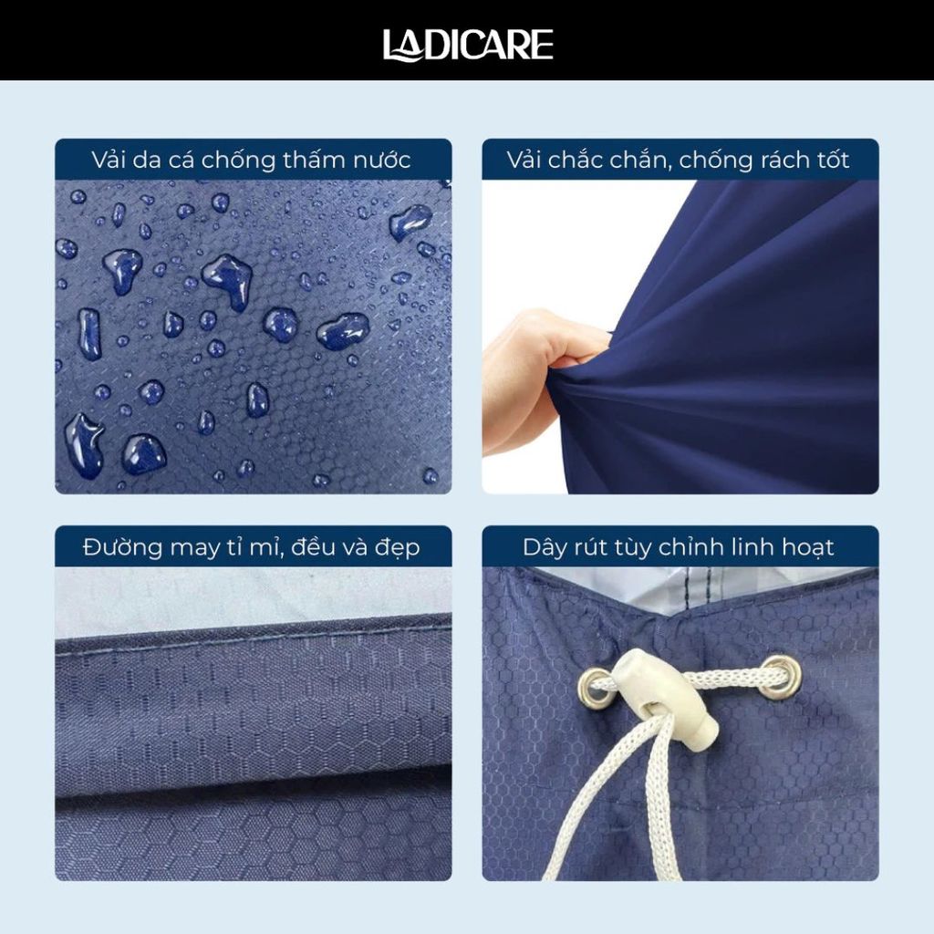 [Loại tốt] Áo mưa bít LADICARE kiểu kín toàn thân vải da cá chống thấm cao cấp phù hợp cho cả nam nữ đi xe máy