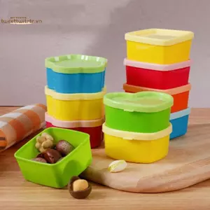 TRTR 5 Chiếc Mini Hoa / Trái Tim / Hình Vuông Hộp Cơm Trưa Nhựa Gia Vị Chai Sốt Cà Chua Salad Trang Điểm Gia Vị Hộp Đựng Thực Phẩm Di Động VN