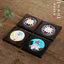 đế lót ly trà gỗ mun đen khảm men pháp hoa sen phong cách zen vintage tấm lót chén trà chống nóng phụ kiện trà đạo cao cấp