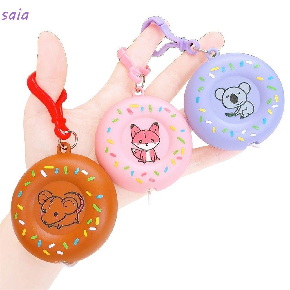 Thước da mềm SAIA, Thước đo băng keo hình hạt dẻ dài 2M, Thiết kế dễ thương Một cú nhấp chuột Rebound Quần áo da mềm Thợ may Thước thủ công Dự án thủ công