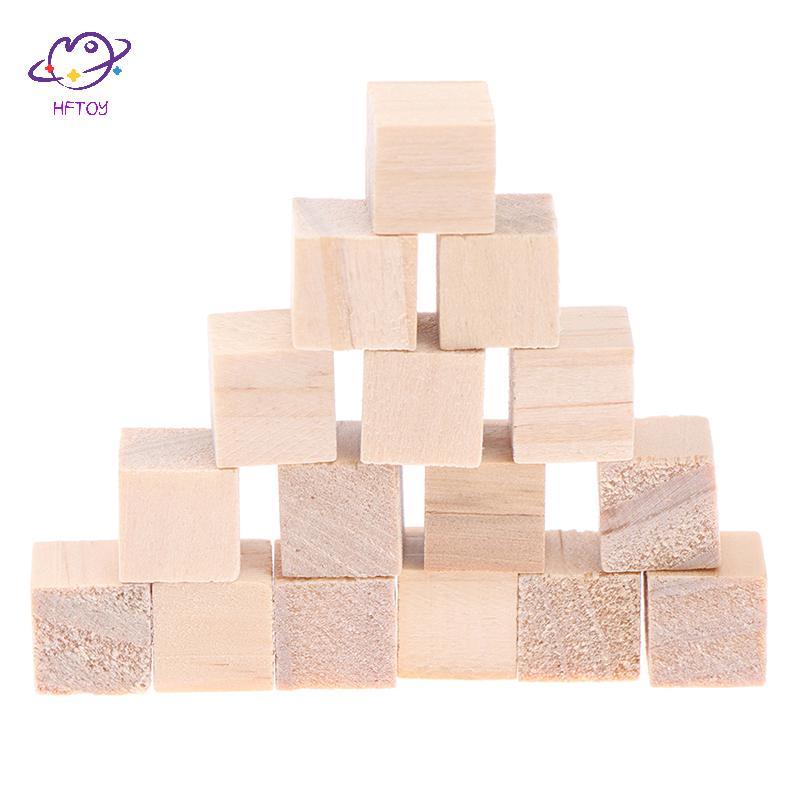 HFTOY 100 Chiếc Chưa Hoàn Thành nk Mini DIY Gỗ Vuông Khối Chắc Chắn Cho Đồ Gỗ Thủ Công ~