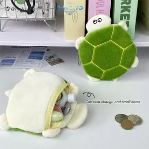 E-WOITD Hoạt Hình Rùa Sang Trọng Ví Đựng Tiền Xu Thời Trang Sáng Tạo Ví Động Vật Mini Dễ Thương Túi Bảo Quản Bapa Mặt Dây Chuyền Đồ Dùng Học Tập Quà Tặng E-WOITD