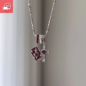 Vòng cổ nữ hình trái tim đỏ khí chất cổ điển hình vuông cá tính và đa năng