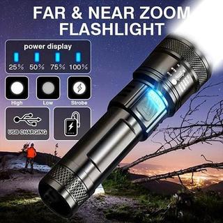 Đèn Pin LED Siêu Sáng Phóng To – Sạc USB, Thích Hợp Cho Các Hoạt Động Ngoài Trời Như Cắm Trại, Đi Bộ Đường Dài, Câu Cá