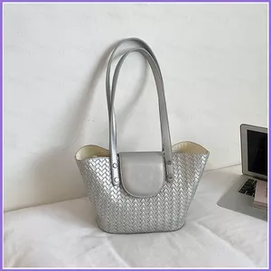 SQ11 Túi đeo nách nữ dung tích lớn phong cách Hàn Quốc Túi đựng giỏ dệt đơn giản Túi đeo vai thời trang