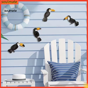 Linh hồn| Toucan Trang Trí Tường Chim Nhiều Màu Sắc Treo Tường 4 Bộ Nghệ Thuật Treo Tường Toucan Bằng Gỗ – Trang Trí Chim Nhiệt Đới Vintage Cho Sân Vườn Ban Công Phòng Ngủ – Rừng Mộc Mạc Treo