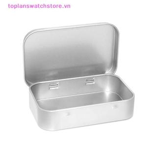 Toplanswatchstore Kim Loại Hình Chữ Nhật Trống Mini Thiếc Mạ Đẩy Kẹo Đựng Thuốc Bản Lề Sắp Xếp Bảo Quản VN