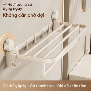 Giá treo khăn cốc hút Phòng tắm không thủng Giá treo khăn tắm đa chức năng bằng thép không gỉ, Giá treo tường nhà vệ sinh Dung tích chịu lực mạnh