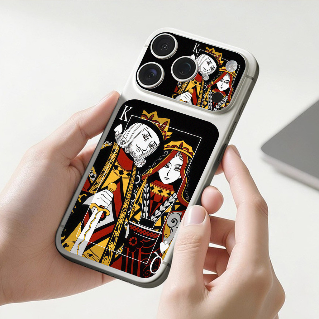 Black Jack King and Queen Poker In Hình Miếng Dán Mặt Sau Giấy Mềm Cho iPhhone 17 Pro / 17 Pro Max / 17 Air / Micro Matte Trang Trí Mặt Sau Phim / Chống Mài Mòn / Chống Trầy Xước