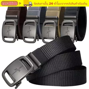 Thắt lưng bện Nylon CORALTIDE, Dây thắt lưng khóa tự động phong cách hoang dã đơn giản dành cho doanh nhân, Dây đeo vải Canvas thương hiệu sang trọng